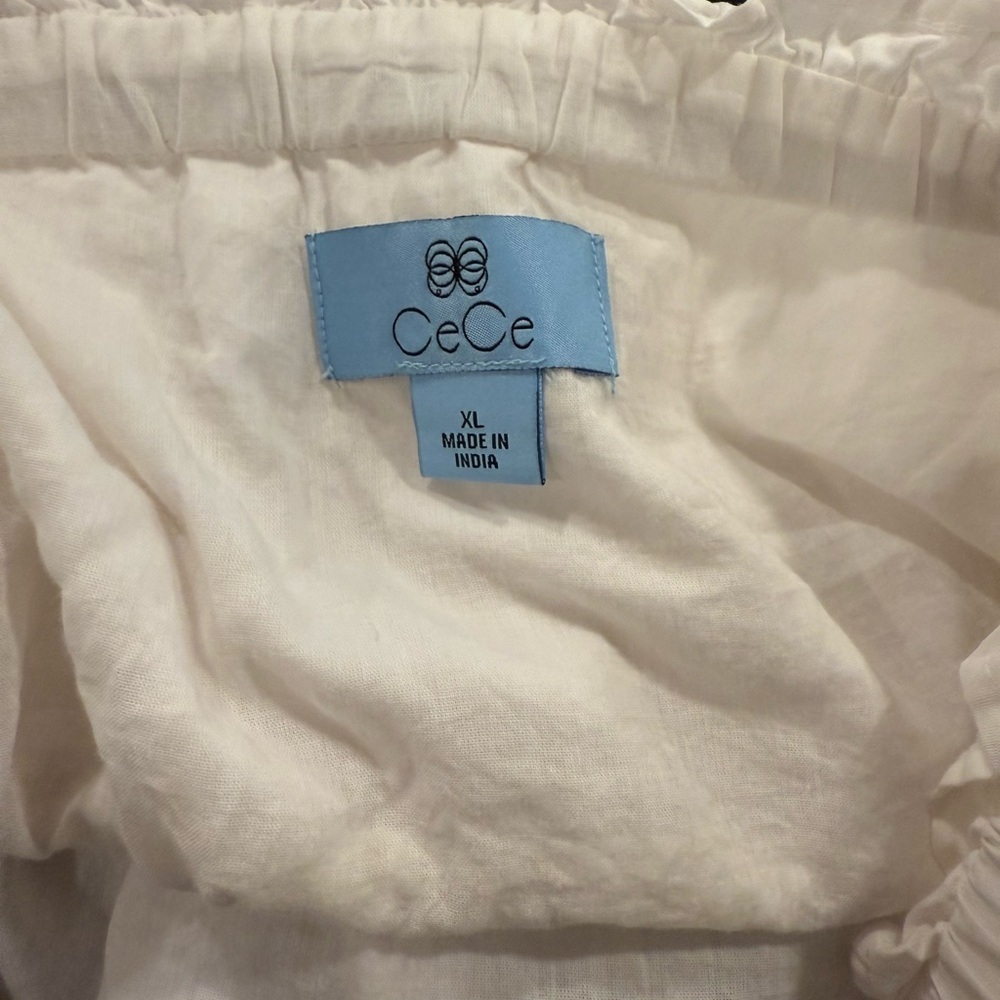 CeCe White Smocked Open Knit Accent Ruffled Crop Camisole Size XL - Picture 7 of 11